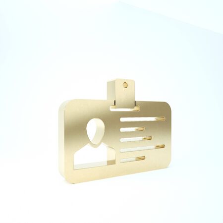 Gold Briefcase icon isolated on white background. Business case sign. Business portfolio. 3d illustration 3D renderの写真素材