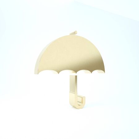 Gold Umbrella icon isolated on white background. 3d illustration 3D renderの写真素材