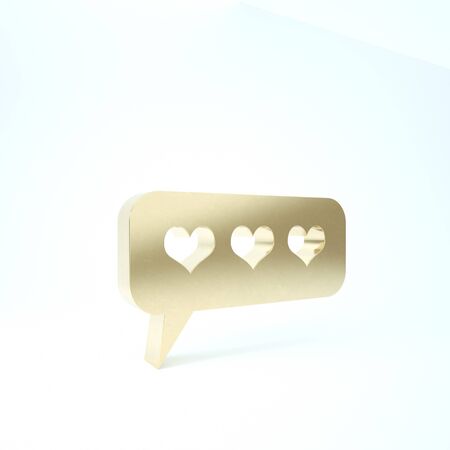 Gold Like and heart icon isolated on white background. Counter Notification Icon. Follower Insta. 3d illustration 3D renderの写真素材