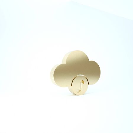 Gold Music streaming service icon isolated on white background. Sound cloud computing, online media streaming, online song, audio wave. 3d illustration 3D renderの写真素材