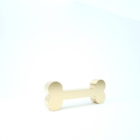 Gold Dog bone icon isolated on white background. Pets food symbol. 3d illustration 3D renderの写真素材