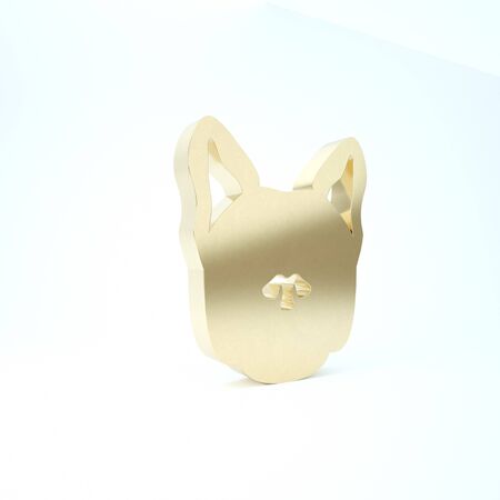 Gold Dog icon isolated on white background. 3d illustration 3D renderの写真素材