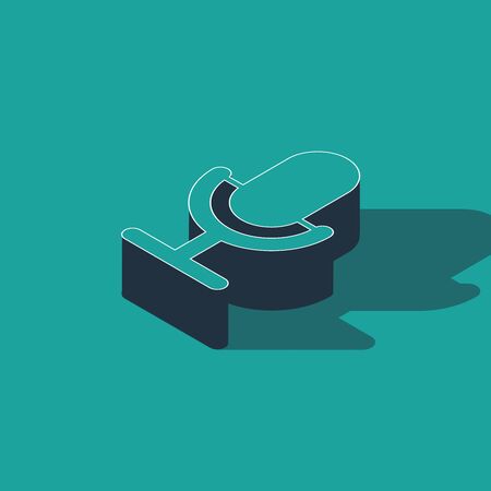 Isometric Microphone icon isolated on green background. On air radio mic microphone. Speaker sign. Vector Illustrationのイラスト素材