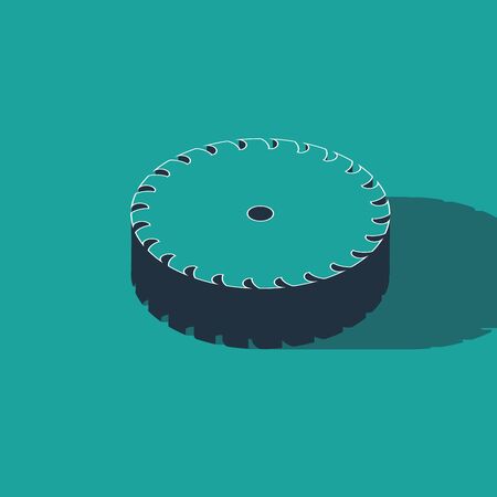Isometric Circular saw blade icon isolated on green background. Saw wheel. Vector Illustrationのイラスト素材