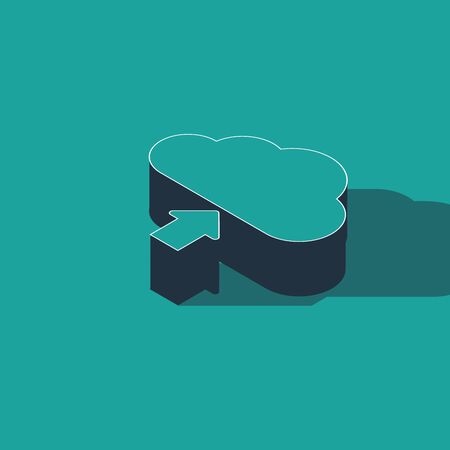 Isometric Cloud download icon isolated on green background. Vector Illustrationのイラスト素材