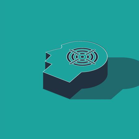 Isometric Head hunting concept icon isolated on green background. Business target or Employment sign. Human resource and recruitment for business. Vector Illustrationのイラスト素材