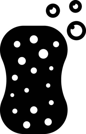 Black Sponge with bubbles icon isolated on white background. Wisp of bast for washing dishes.のイラスト素材
