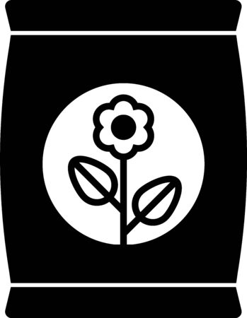 Black Fertilizer bag icon isolated on white background. Vector Illustrationのイラスト素材