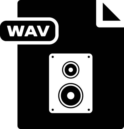 Black WAV file document. Download wav button icon isolated on white background. WAV waveform audio file format for digital audio riff files. Vector Illustrationのイラスト素材