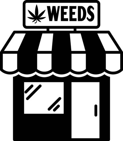 Black Marijuana and cannabis store icon isolated on white background. Equipment and accessories for smoking, storing medical cannabis. Vector Illustrationのイラスト素材