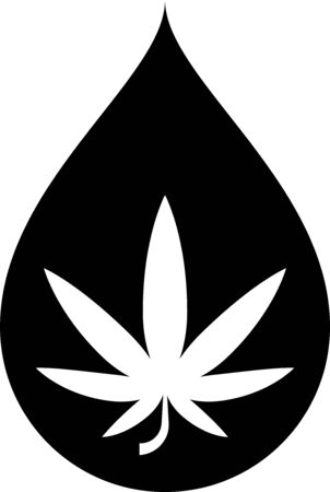 Black Medical marijuana or cannabis leaf olive oil drop icon isolated on white background. Cannabis extract. Hemp symbol. Vector Illustrationのイラスト素材