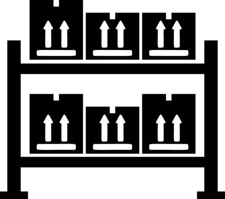 Black Warehouse icon isolated on white background. Vector Illustrationのイラスト素材