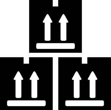 Black Cardboard box with traffic symbol icon isolated on white background. Box, package, parcel sign. Delivery, transportation and shipping. Vector Illustrationのイラスト素材