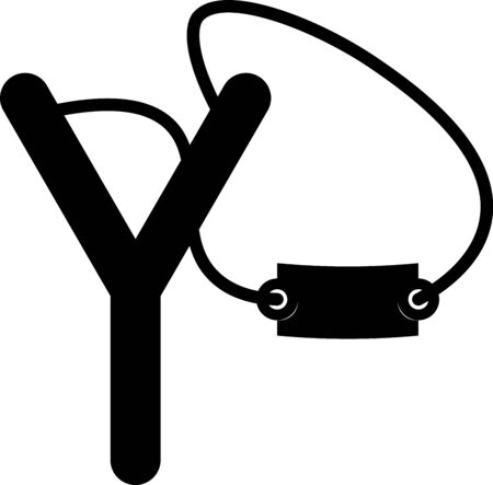 Black Slingshot icon isolated on white background. Vector Illustrationのイラスト素材