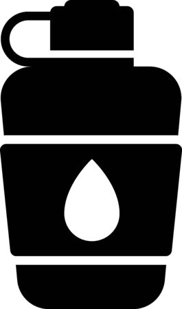 Black Canteen water bottle icon isolated on white background. Tourist flask icon. Jar of water use in the campaign. Vector Illustrationのイラスト素材