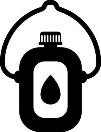 Black Canteen water bottle icon isolated on white background. Tourist flask icon. Jar of water use in the campaign. Vector Illustrationのイラスト素材