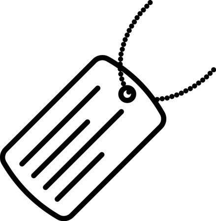 Black Military dog tag icon isolated on white background. Identity tag icon. Army sign. Vector Illustrationのイラスト素材