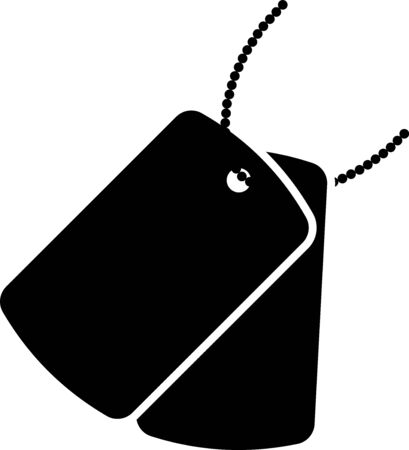 Black Military dog tags icon isolated on white background. Identity tags icon. Army sign. Vector Illustrationのイラスト素材