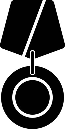 Black Military reward medal icon isolated on white background. Army sign. Vector Illustrationのイラスト素材