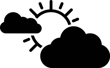 Black Sun and cloud weather icon isolated on white background. Vector Illustrationのイラスト素材