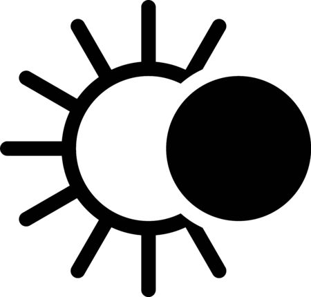 Black Eclipse of the sun icon isolated on white background. Total sonar eclipse. Vector Illustrationのイラスト素材