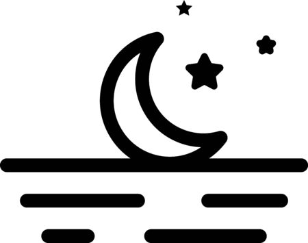 Black Moon and stars icon isolated on white background. Vector Illustrationのイラスト素材