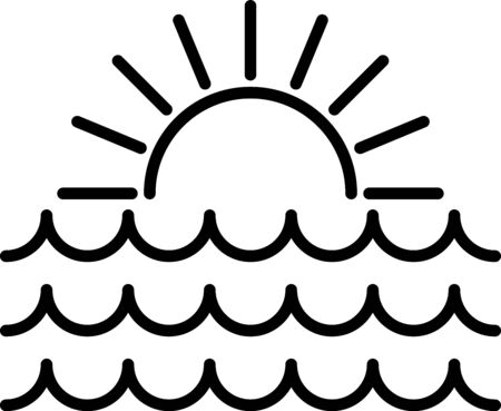 Black Sunset icon isolated on white background. Vector Illustrationのイラスト素材