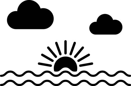 Black Sunset icon isolated on white background. Vector Illustrationのイラスト素材