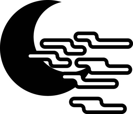 Black Fog and moon icon isolated on white background. Vector Illustrationのイラスト素材