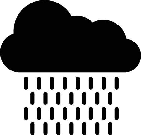 Black Cloud with rain icon isolated on white background. Rain cloud precipitation with rain drops. Vector Illustrationのイラスト素材
