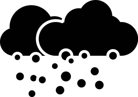 Black Cloud with snow icon isolated on white background. Cloud with snowflakes. Single weather icon. Snowing sign. Vector Illustrationのイラスト素材