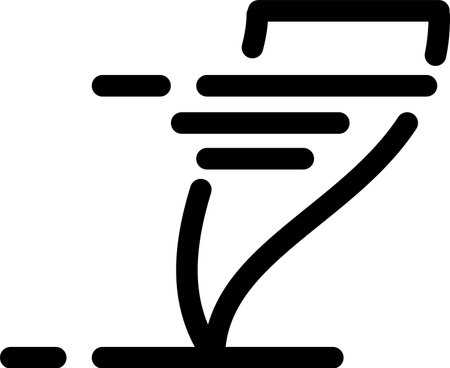 Black Tornado icon isolated on white background. Cyclone, whirlwind, storm funnel, hurricane wind or twister weather icon. Vector Illustrationのイラスト素材