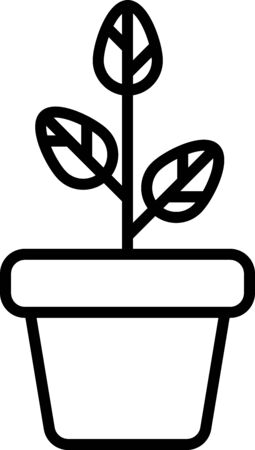 Black Flowers in pot icon isolated on white background. Plant growing in a pot. Potted plant sign. Vector Illustrationのイラスト素材
