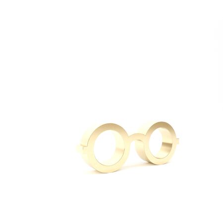 Gold Glasses icon isolated on white background. Eyeglass frame symbol. 3d illustration 3D renderの写真素材