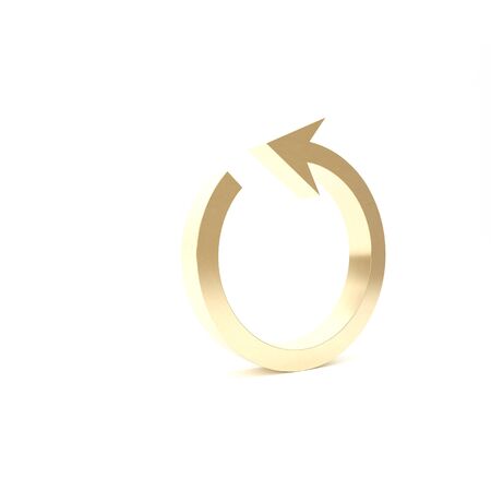 Gold Refresh icon isolated on white background. Reload symbol. Rotation arrow in a circle sign. 3d illustration 3D renderの写真素材