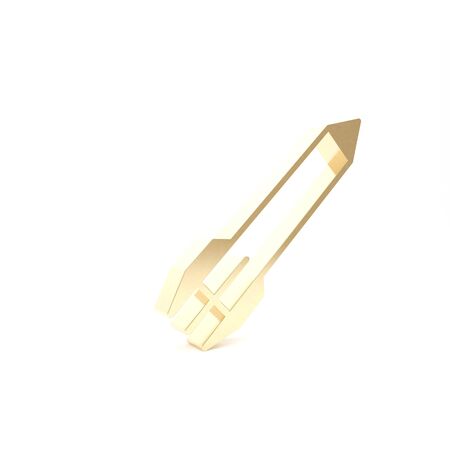Gold Rocket icon isolated on white background. 3d illustration 3D renderの写真素材