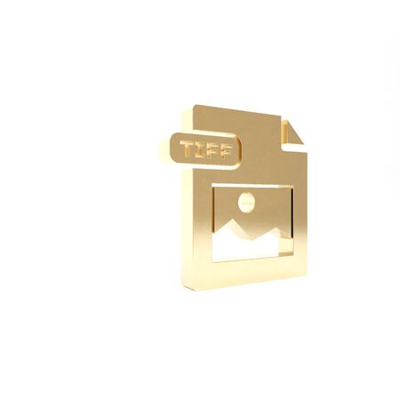 Gold TIFF file document. Download tiff button icon isolated on white background. TIFF file symbol. 3d illustration 3D renderの写真素材