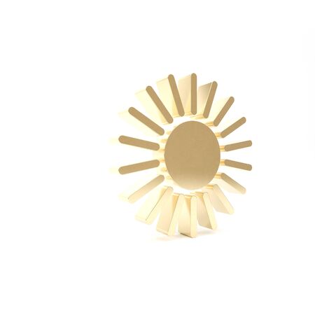 Gold Sun icon isolated on white background. 3d illustration 3D renderの写真素材