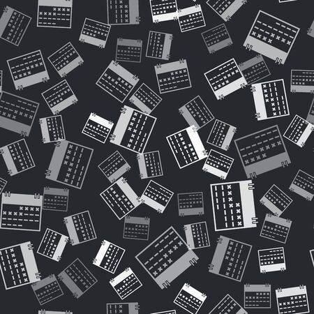 Grey Calendar icon isolated seamless pattern on black background. Vector Illustrationのイラスト素材
