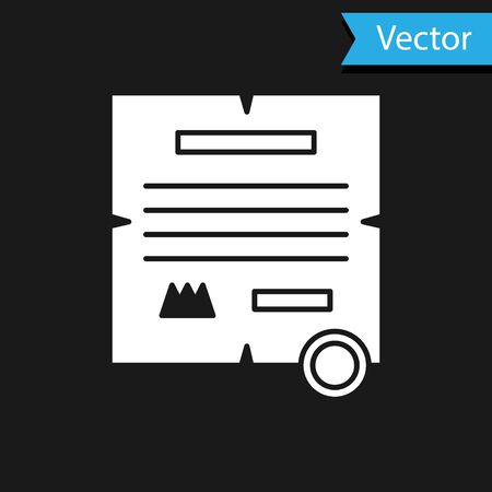 White Decree, paper, parchment, scroll icon icon isolated on black background. Vector Illustrationのイラスト素材