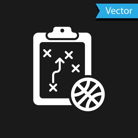 White Planning strategy concept icon isolated on black background. Basketball cup formation and tactic. Vector Illustrationのイラスト素材