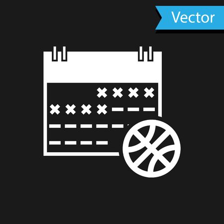 White Basketball on sport calendar icon isolated on black background. Vector Illustrationのイラスト素材