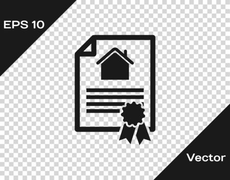 Grey House contract icon isolated on transparent background. Contract creation service, document formation, application form composition. Vector Illustrationのイラスト素材