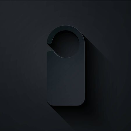 Paper cut Door hanger tags for room in hotel or resort icon isolated on black background. Please do not disturb sign. Paper art style. Vector Illustrationのイラスト素材