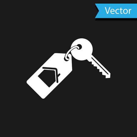 White House with key icon isolated on black background. The concept of the house turnkey. Vector Illustrationのイラスト素材