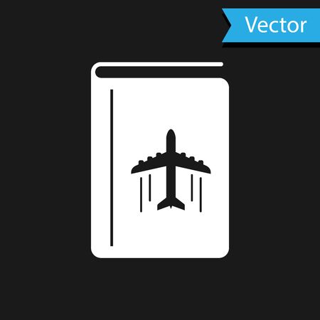 White Cover book travel guide icon isolated on black background. Vector Illustrationのイラスト素材