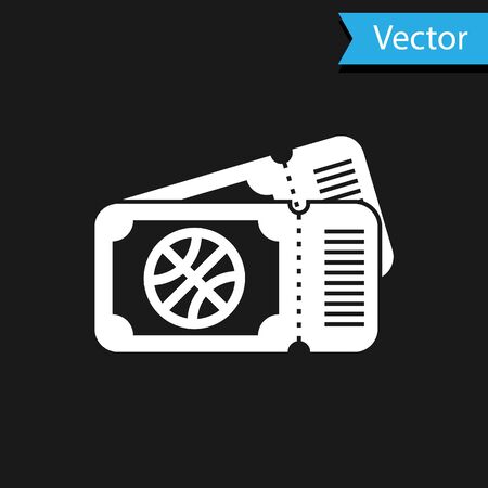 White Basketball game ticket icon isolated on black background. Vector Illustrationのイラスト素材