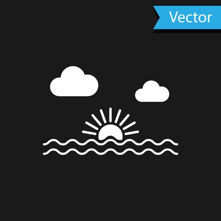 White Sunset icon isolated on black background. Vector Illustrationのイラスト素材