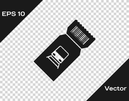 Grey Train ticket icon isolated on transparent background. Travel by railway. Vector Illustrationのイラスト素材
