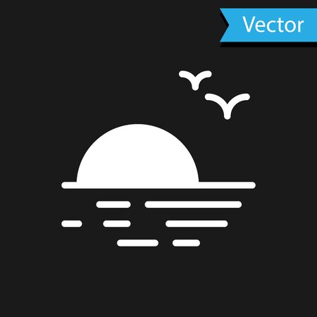 White Sunset icon isolated on black background. Vector Illustrationのイラスト素材